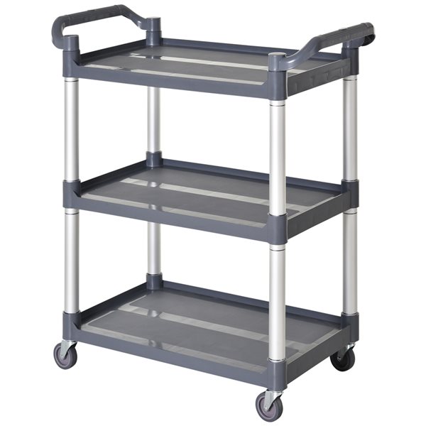 HomCom Grey Metal Base with Plastic Top Kitchen Cart - 17.25-in x 34.75-in x 36.5-in