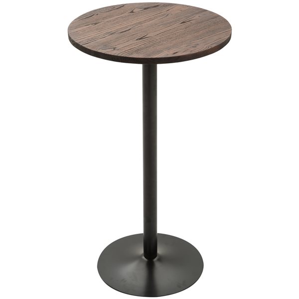 Table haute ronde HomCom de style rustique en bois d'orme avec structure antirouille