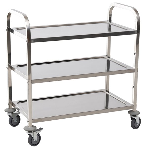 HomCom Stainless Steel Base with Stainless Steel Top Kitchen Cart - 17.72-in x 33.46-in x 35.43-in