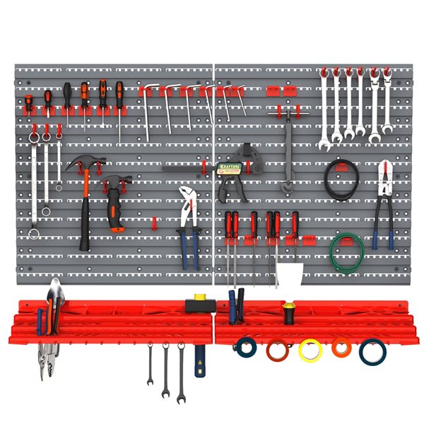 Rangement pour outils à installation murale par DURHAND à 54 pièces en plastique gris et rouge