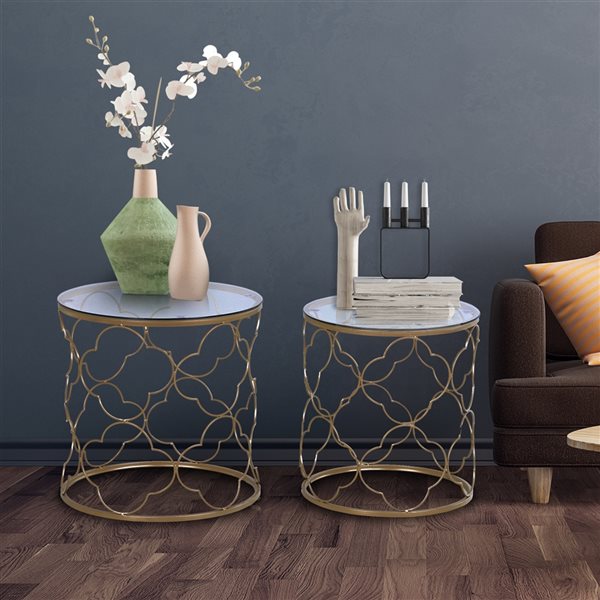 2Piece Gold Accent Table Set 833675 RénoDépôt