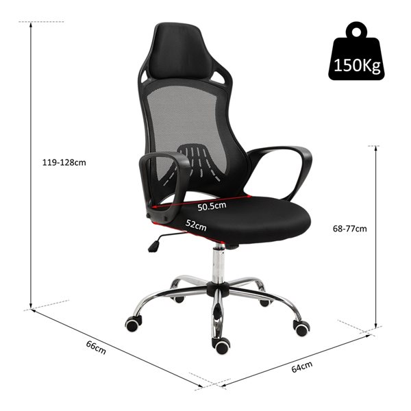 Nicer Interior Ergonomic Office Chair with Adjustable Arms - Black