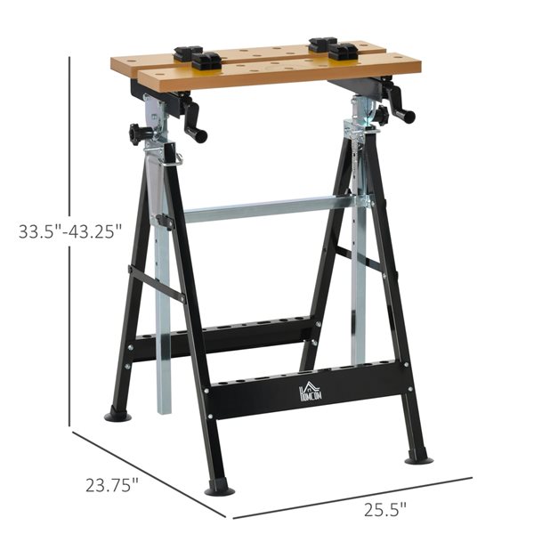 HomCom 25 1 2 in x 43 1 4 in Bamboo Workbench with Adjustable