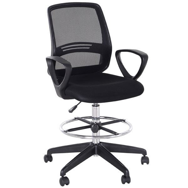 Chaise de bureau ergonomique Vinsetto contemporaine noire pivotante à hauteur réglable