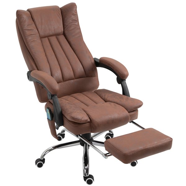 Vinsetto Contemporary Brown Adjustable Height Swivel Office Chair with Massage Feature