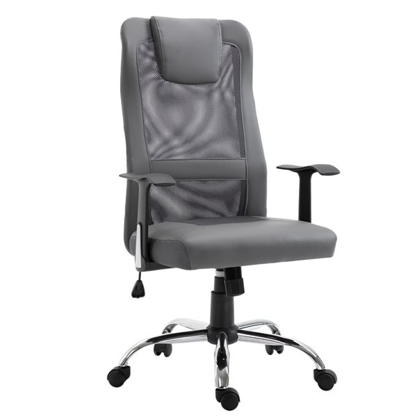 Vinsetto Ergonomic Mesh Office Chair with Lumbar Back Support Swivel  Rocking Computer Chair with Adjustable Height and Armrests for Home Office  Grey