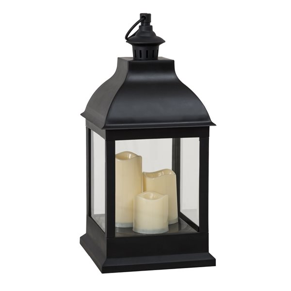Sunjoy Cecil 9.45-in X 20.08-in Black Plastic LED Light Outdoor Decorative Lantern
