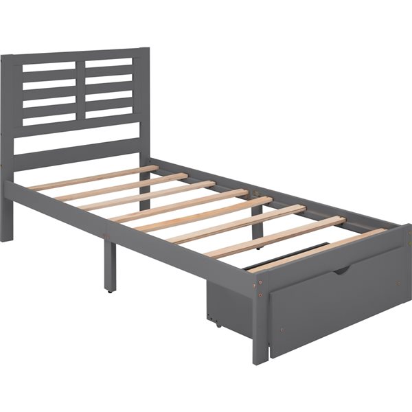 CASAINC Grey Twin Platform Daybed with Integrated Storage WM