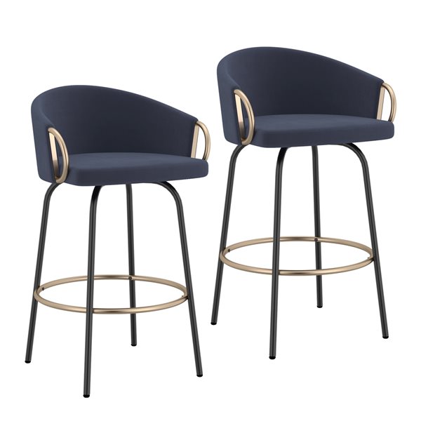 Nspire 26 In Blue Contemporary, Modern Upholstered Counter Stools