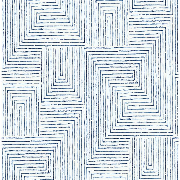Papier peint autocollant Ink par Scott Living en vinyle bleu et blanc à motif géométrique de 30.75pi²