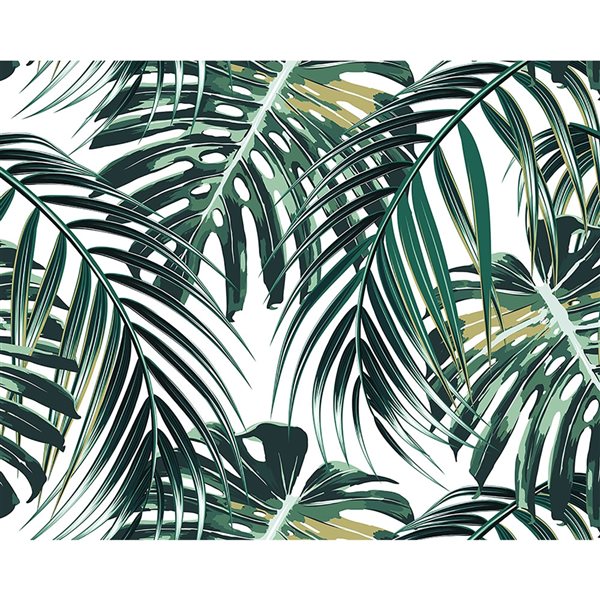 Ohpopsi 118-in W x 94-in H Unpasted Tropical Leaves Wall Mural