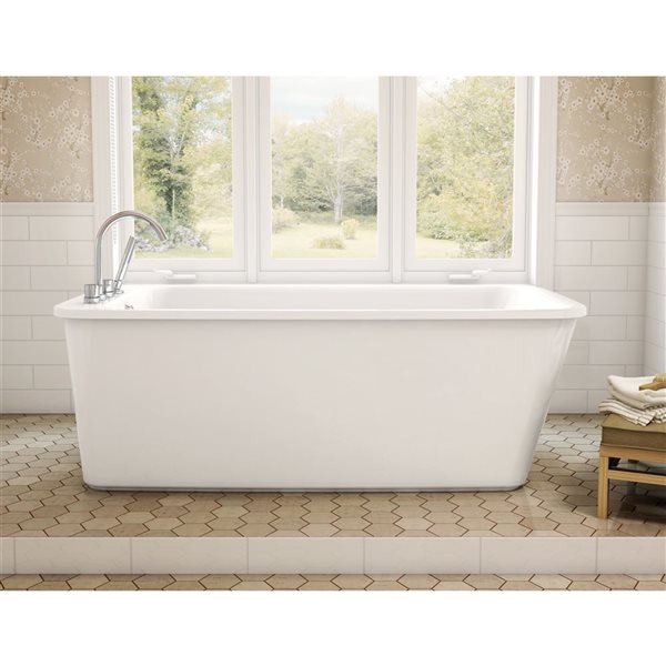 MAAX Lounge 34-in W x 64-in L White Acrylic Rectangular Reversible Drain Freestanding Bathtub