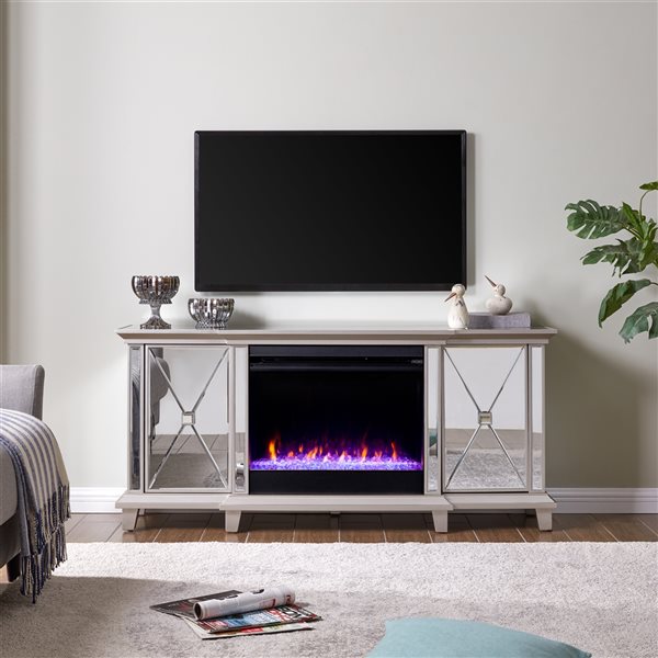 Mirrored fireplace deals