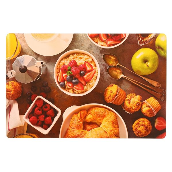 Napperons petit-déjeuner gourmet d'IH Casa Decor en plastique de 16,75 po x 10,75 po, multicolore, lot de 12