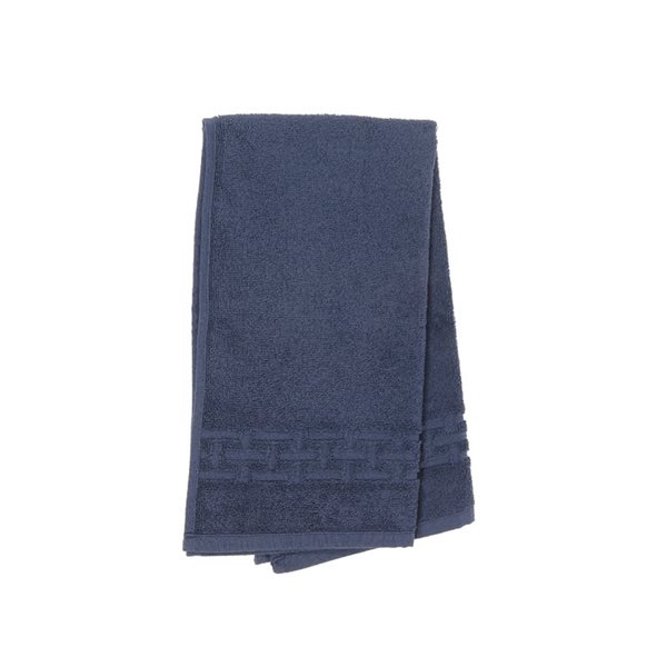 IH Casa Decor Basketweave Navy Blue Cotton Hand Towels - Set of 6 ...