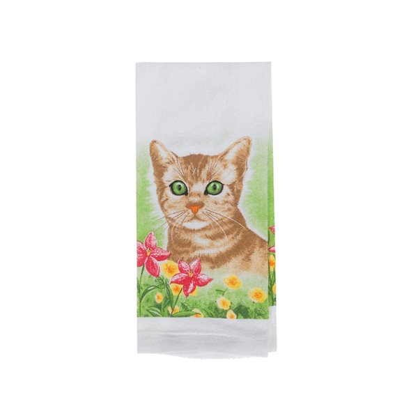 IH Casa Decor Multicoloured 25-in x 15-in Field Kitten Fabric Hand Towels - Set of 6