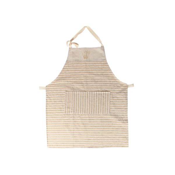 IH Casa Decor Taupe 31-in x 26-in Stripes Fabric Apron with pocket - Set of 1