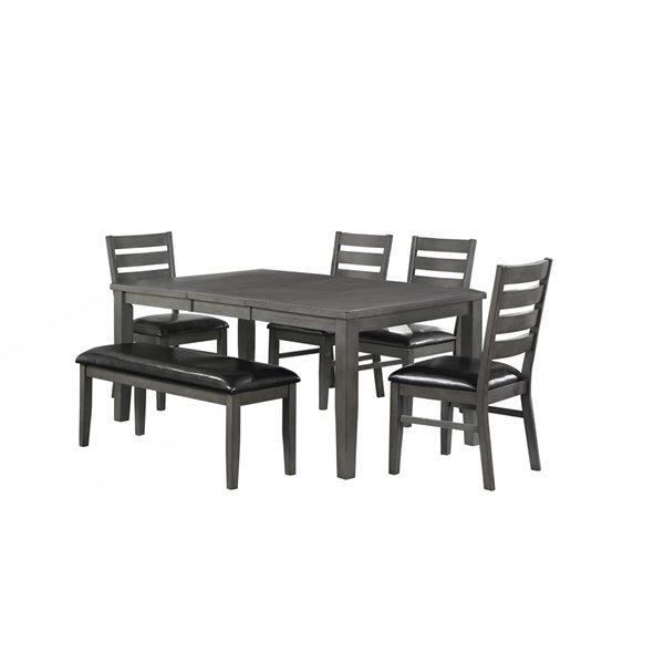Ensemble de salle à manger Nashua par HomeTrend gris avec table rectangulaire, 6 pièces