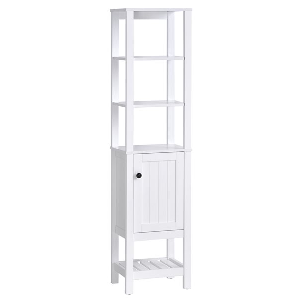 HomCom 15.75-in W x 64.5-in H x 11.75-in D White MDF Freestanding Corner Tower Bathroom Cabinet with 4-Shelf