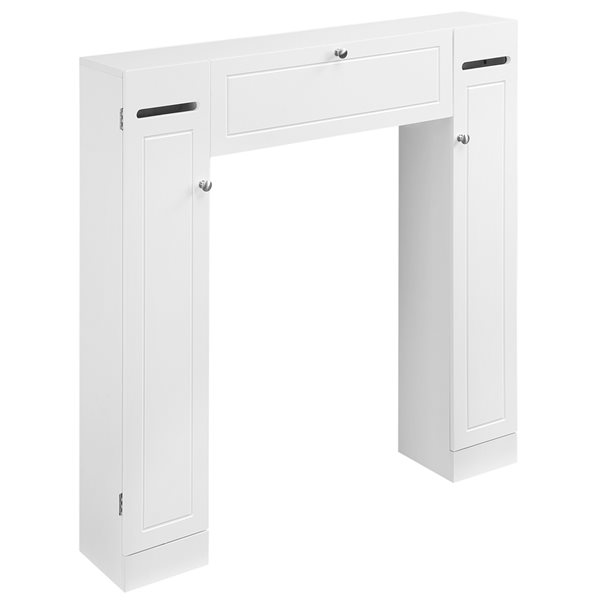 Kleankin 39-in W x 40.75-in H x 7.5-in D White MDF Freestanding Bathroom Cabinet with 10 compartments
