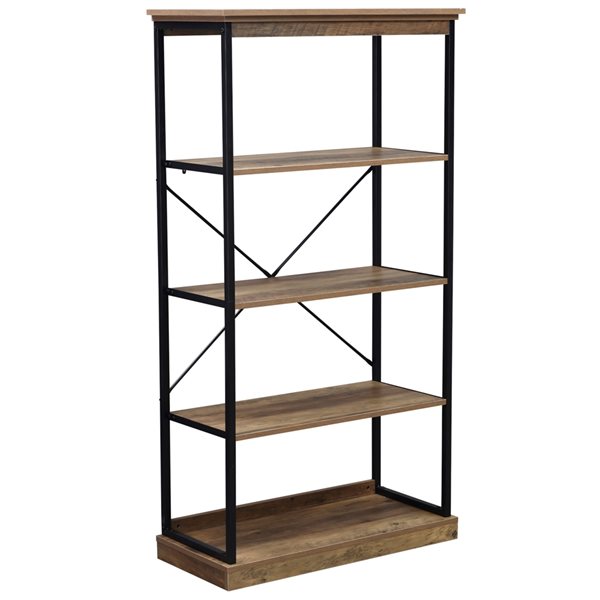 HomCom Industrial Brown Particle Board 4-Shelf Ladder Bookcase