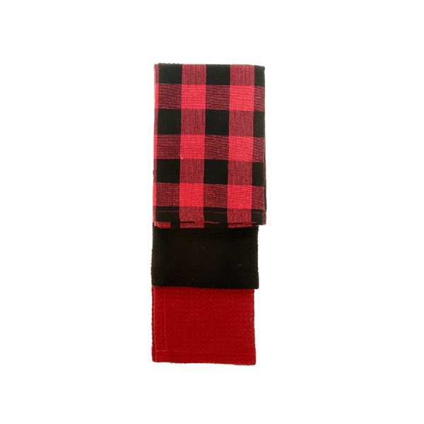 IH Casa Decor 3-Pack Red and Black Dishcloths - Set of 2