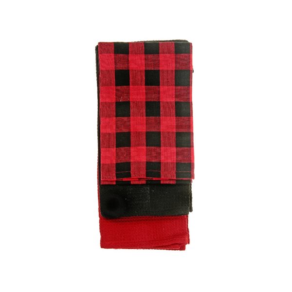 IH Casa Decor Black and Red Kitchen Towels - Set of 3