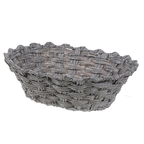IH Casa Decor 10-in x 4.3-in x 12.5-in Grey Weave Baskets - Set of 2