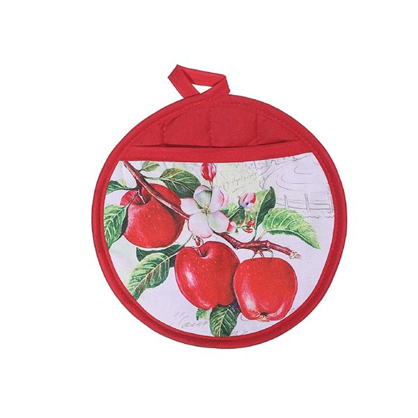 IH Casa Decor Red Round Pot Holders with Pocket - Set of 4