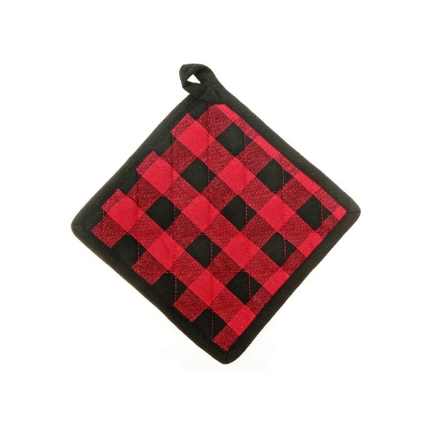 IH Casa Decor Black and Red Cotton Pot Holders - Set of 4