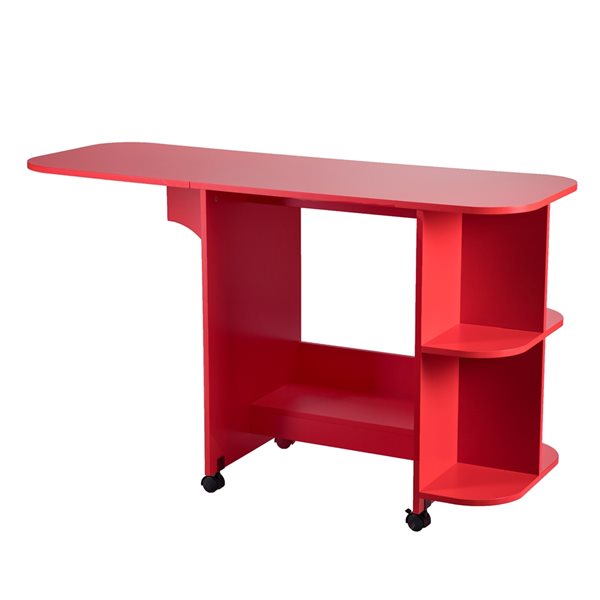 Table de bricolage rouge Felsri par Southern Enterprises extensible avec roues