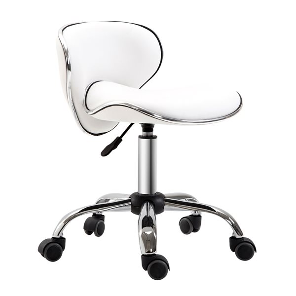 white leather drafting chair