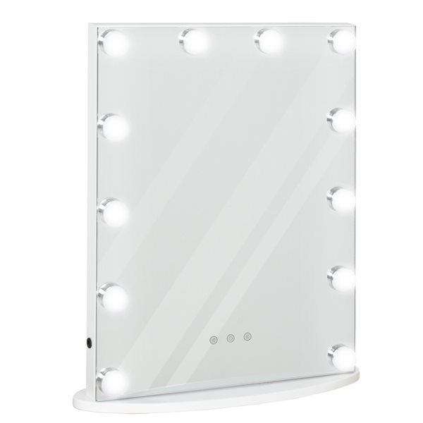HomCom 5.25-in L x 16.25-in W Rectangle White Framed Vanity Mirror with LED Bulbs