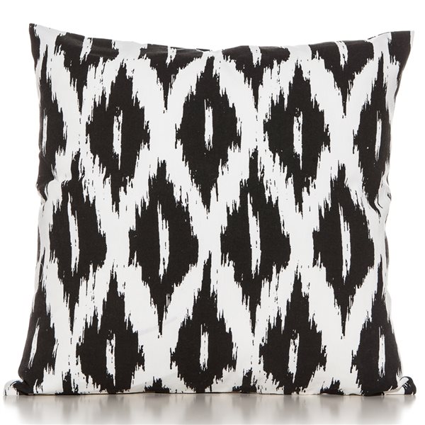 Gouchee Home Ikat 20 in x 20 in Square Black White Throw Pillow 94801F