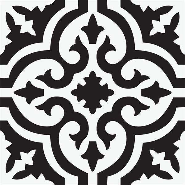 FloorPops Parma 10-Piece 12-in x 12-in Black/White Vinyl Tile