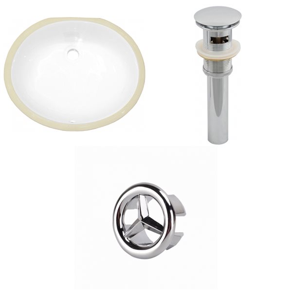 American Imaginations White 19.5-in Oval Bathroom Undermount Sink with  Chrome Hardware (Drain included) AI-999-20381