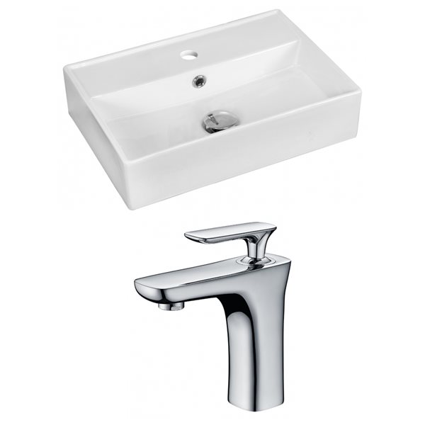 American Imaginations 19.75-in. W Above Counter White Vessel Set for 1 Hole Center Faucet