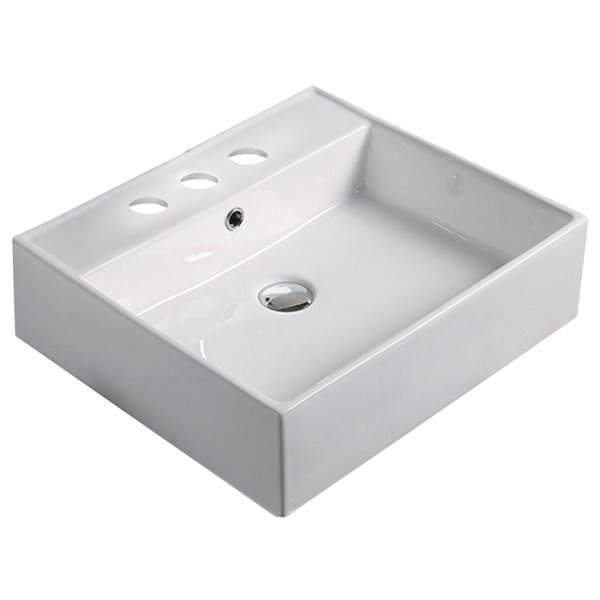 American Imaginations Rectangular White Ceramic Vessel Bathroom Sink