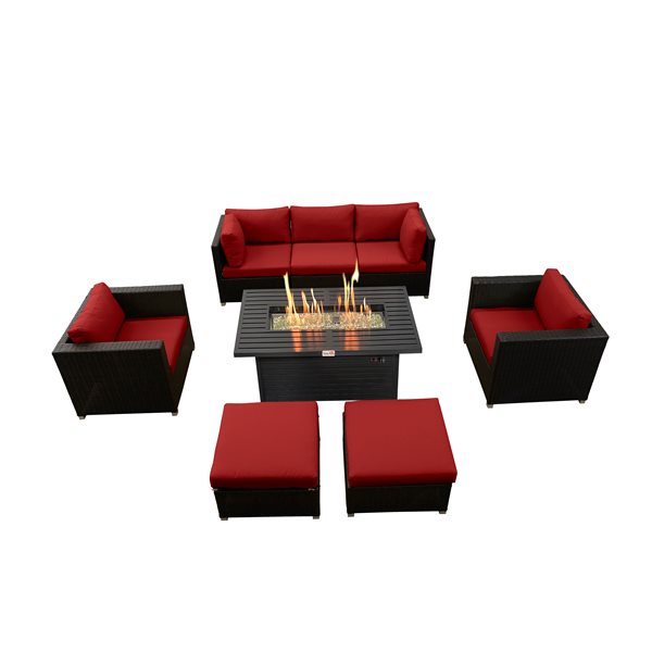 Think Patio Innesbrook 8Piece Metal Frame Conversation Set with Fire