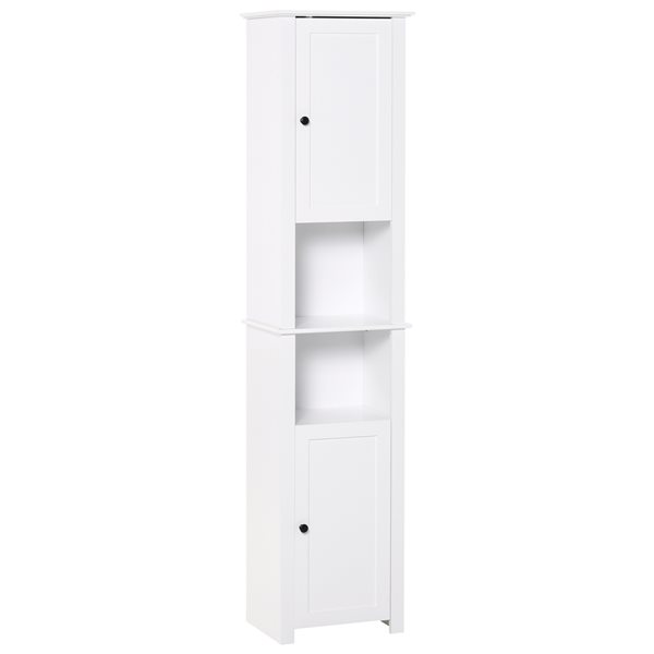 HomCom 15.75-in W x 67-in H x 11.75-in D White Composite Freestanding Linen Cabinet