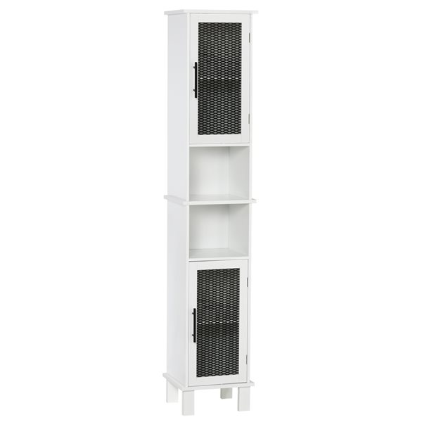HomCom 13.25-in W x 69.5-in H x 11.75-in D White and Black Composite Freestanding Linen Cabinet