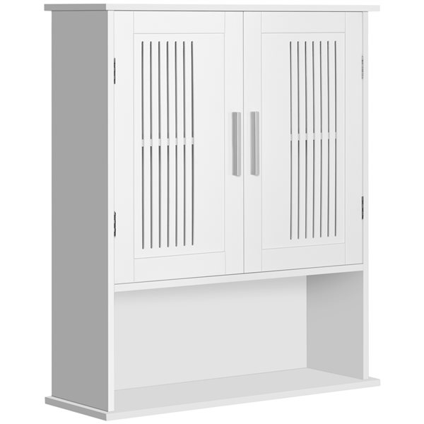 kleankin 23.5-in W x 27.5-in H x 7.75-in D White MDF Wall-mount Linen Cabinet