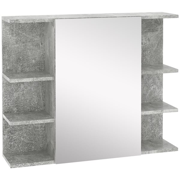 kleankin 31.5-in x 25.25-in Surface Grey Mirrored Rectangular Medicine Cabinet