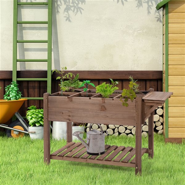 Outsunny 21.25-in X 48.5-in Brown Raised Garden Bed With Clapboard 845 ...