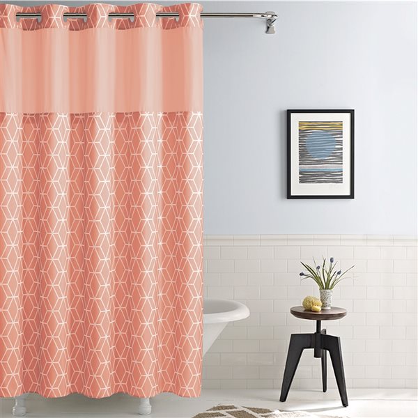 Hookless 71 In X 74 Polyester C, Hookless Shower Curtain Curved Rod
