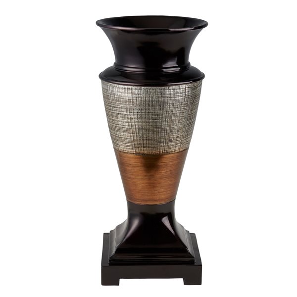 Décoration de table ORE International vase en polyrésine brun foncé et bronze