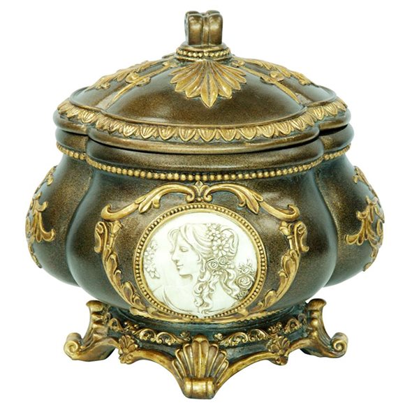 Boîte à bijoux ORE International en polyrésine dorée urne