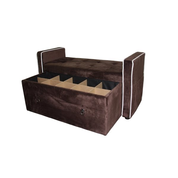 ORE International Modern Brown Suede Storage Bench HB4664 RénoDépôt