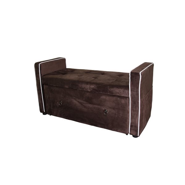 ORE International Modern Brown Suede Storage Bench HB4664 RénoDépôt