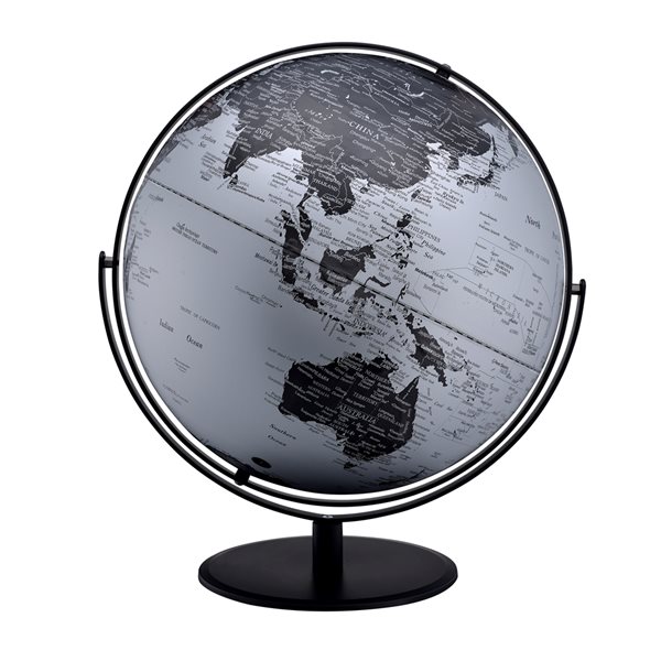 Décoration de table ORE International globe en polyrésine noir